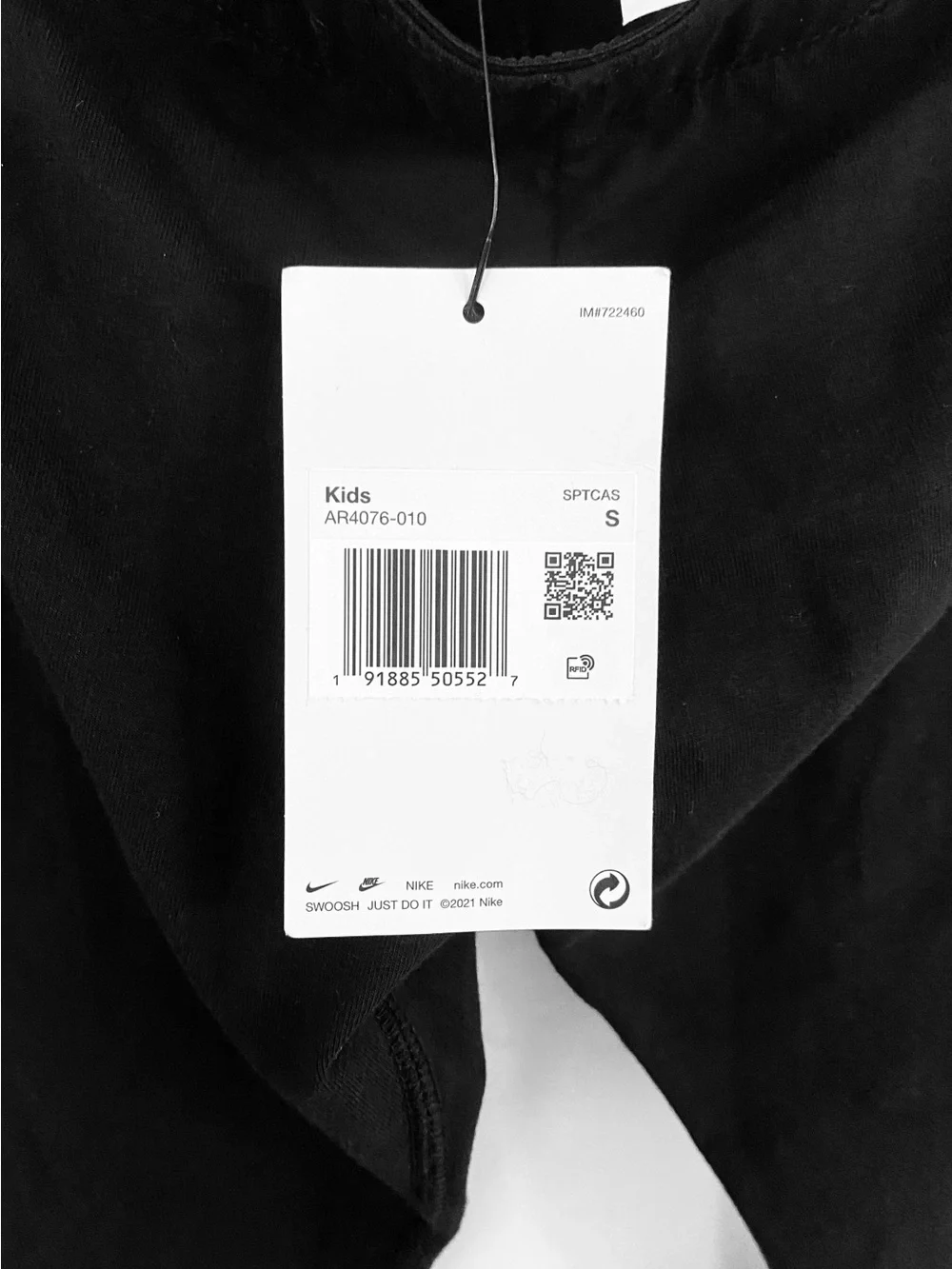 NWT Nike Kids Tight Fit Black Leggings with White Swoosh